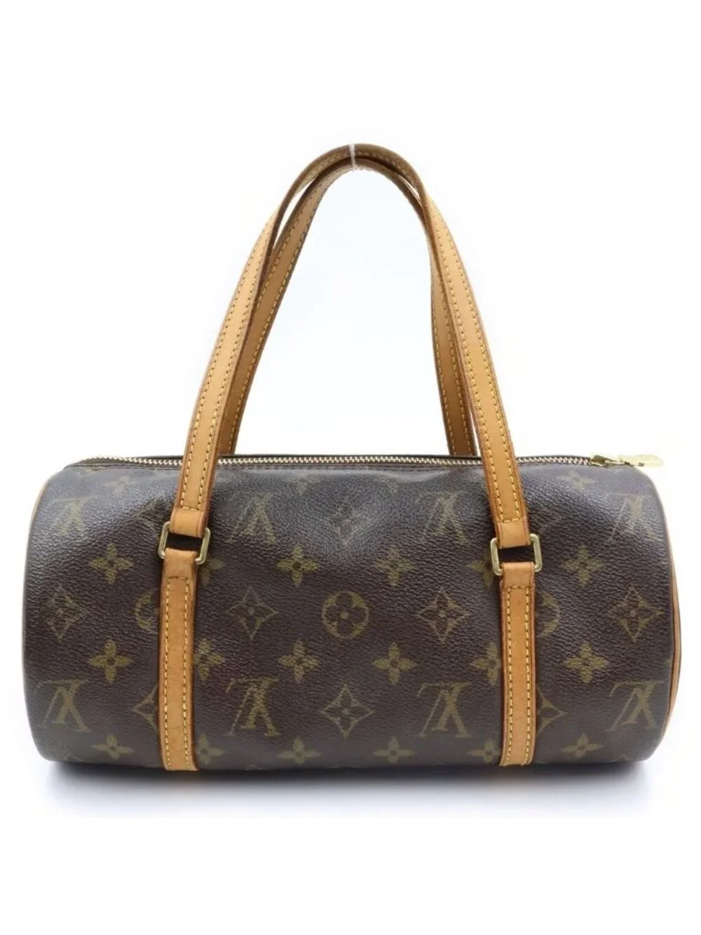 Louis Vuitton Monogram Handbag Brown Leather Gold